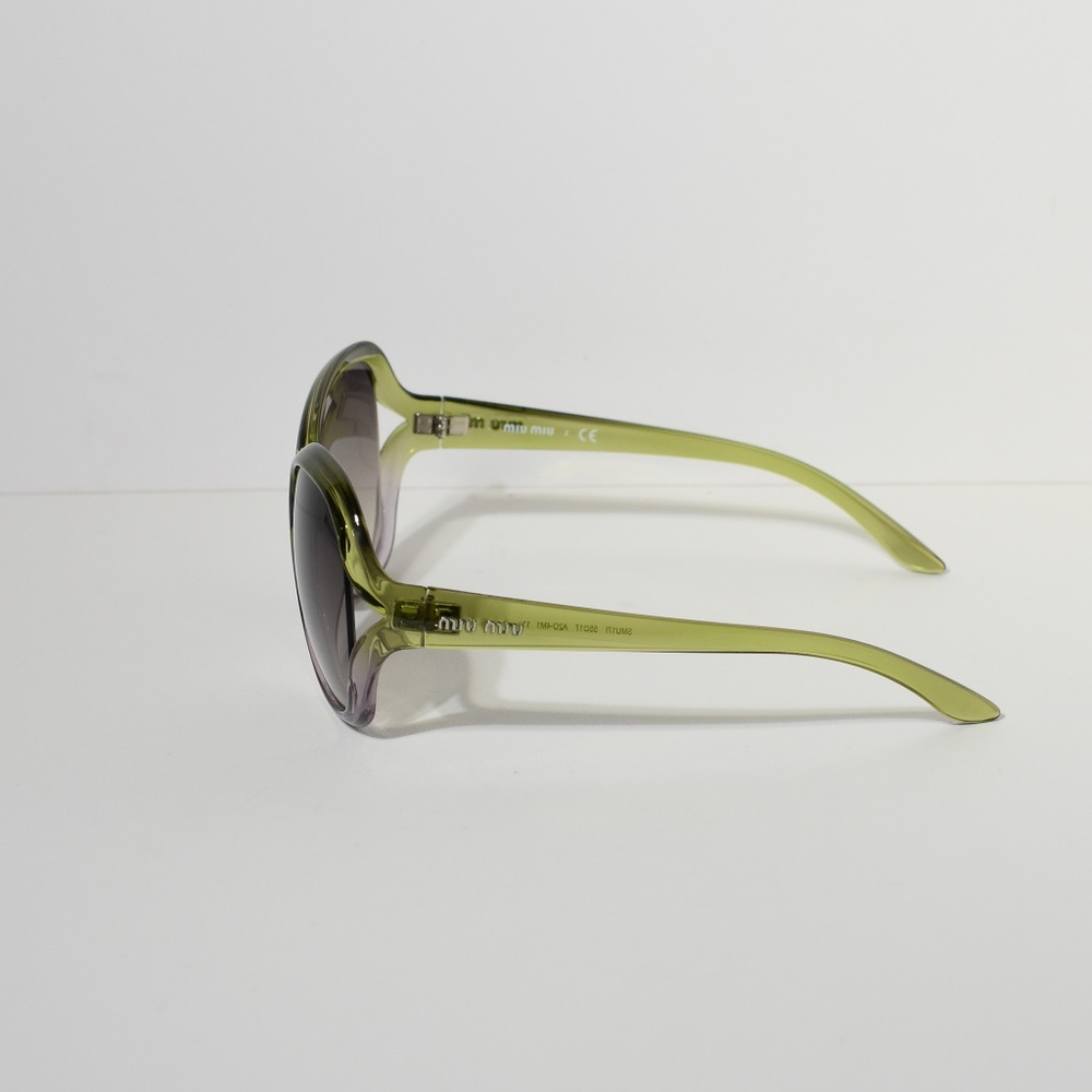 Miu Miu Sunglasses Green / Clear Round Frames NWOT - Picture 4 of 6